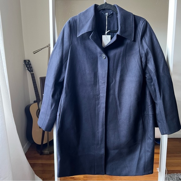 COS navy blue wool cashmere coat size 8 - Picture 1 of 6